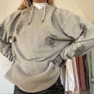 Topman Oversized Distressed Hoodie